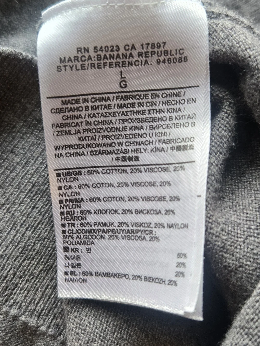 Banana Republic Grey V-Neck Luxe Knit Sweater - Size L